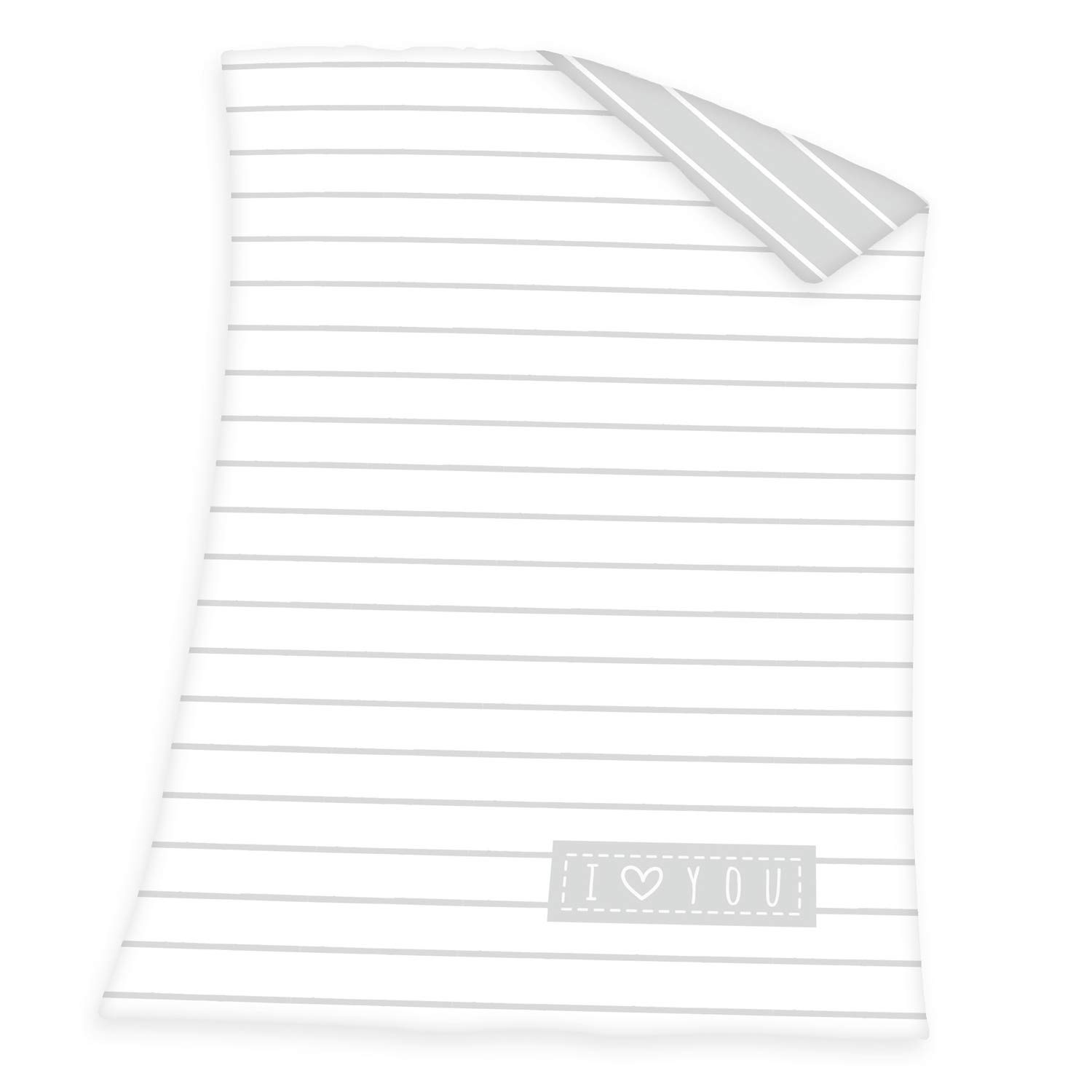 Herding organic knitted blanket, GOTS certified, I love you motif, 75 x 100cm, Cotton/knitted