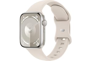 DISTORE Sport Band Compatible with Apple Watch 38mm 40mm 41mm 42mm 44mm 45mm 46mm 49mm, Soft Silicone Replacement Strap Wristbands for iWatch Series 10/9/8/7/6/5/4/3/2/1 Ultra SE Women Men, Starlight