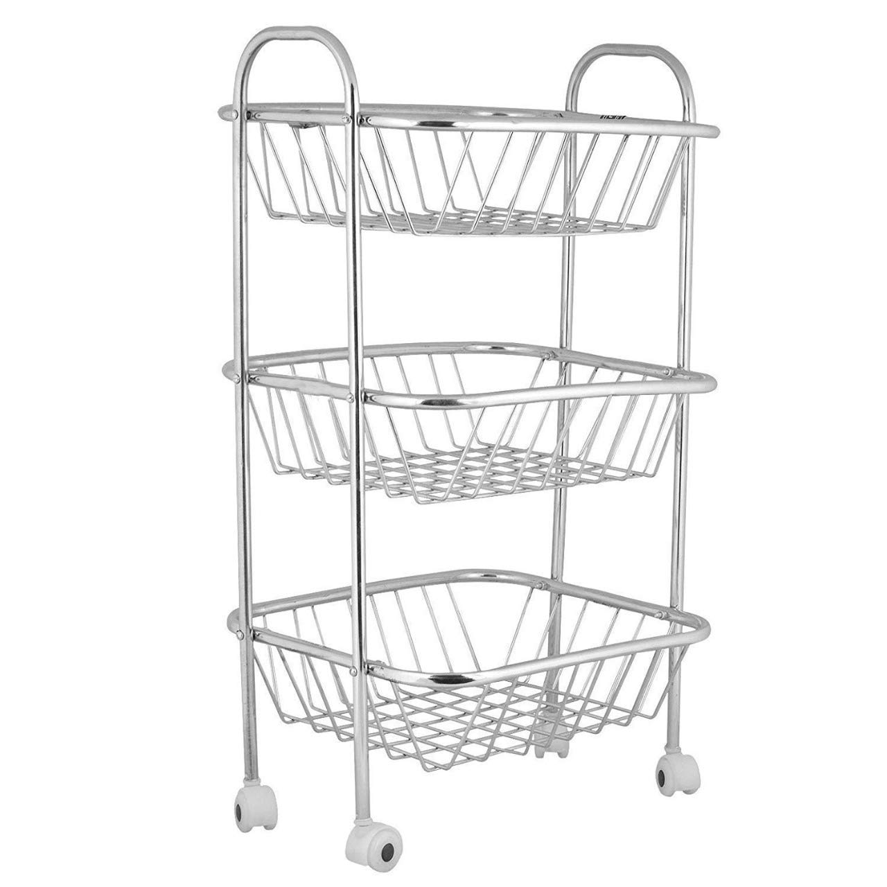 Buy Meded 3 Tier Multi Purpose Stainless Steel Kitchen Trolley/Basket