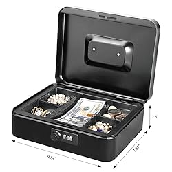 Jssmst Large Cash Box with Combination Lock
