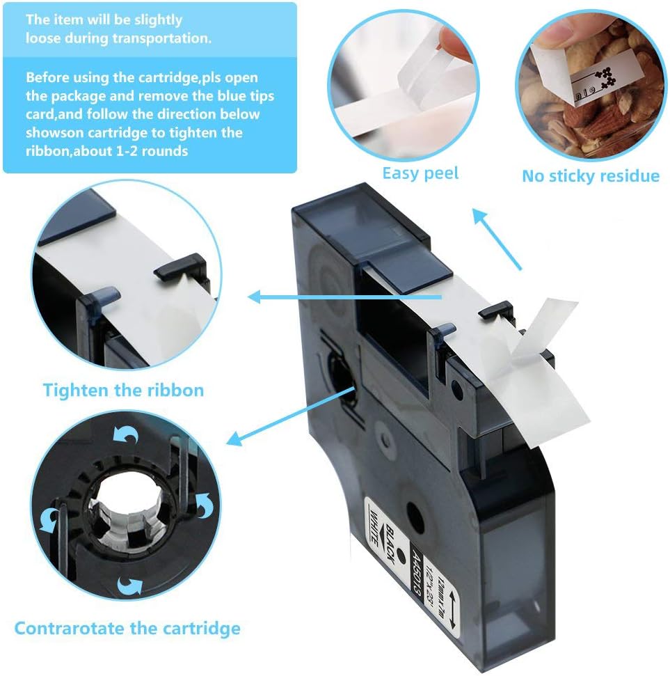 Freshworld Compatible Tape Replacement for Dymo D1 Labels Tape 45013 S0720530 Refill, Black on White,1/2 Inch x 23 Ft, Labeling Tape for Dymo LabelManager PnP 160 360D 280 420P 450 Duo Label Maker,3P: Office Products
