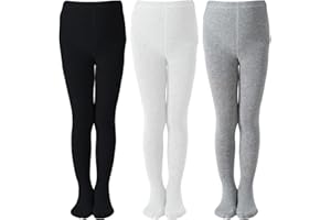 Marchare Little Kids Winter Tights Thick Cotton Solid Leggings School Uniform Warm Stockings For Girls 2/3 Pack