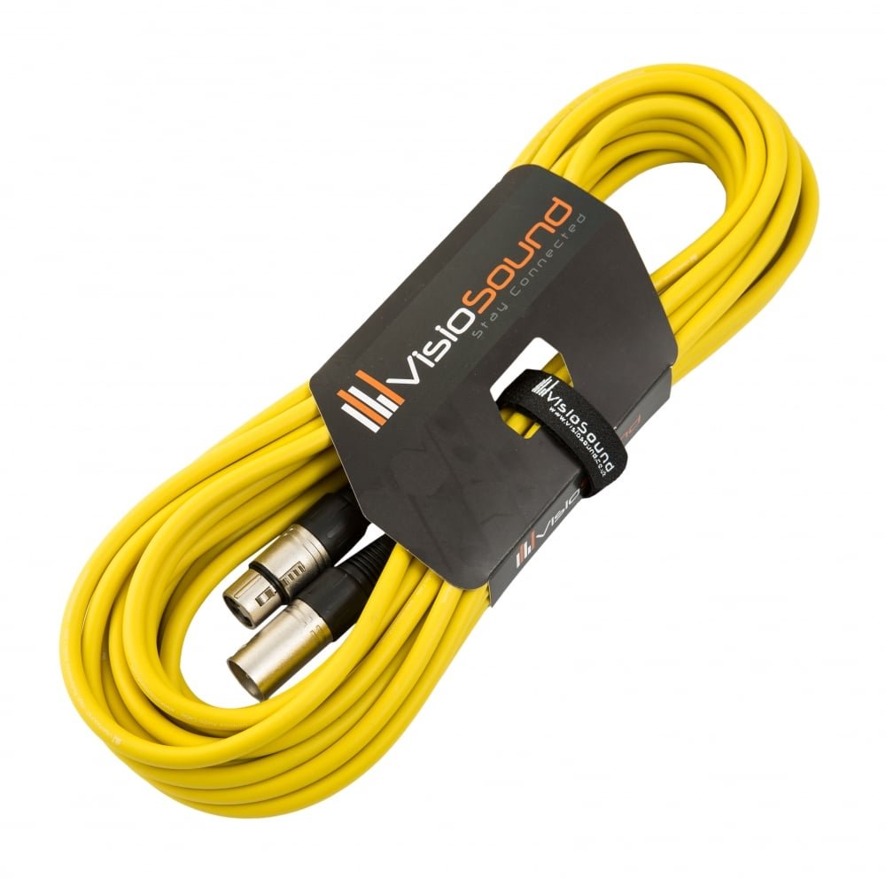 VisioSound Male to Female XLR Mic Lead/Balanced Microphone/Mic Patch Cable / 7 Colours 10m Yellow