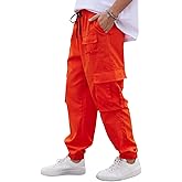 OYOANGLE Men's Drawstring Waist Flap Pocket Jogger Cargo Pants Streetwear Trousers Casual Pants
