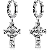 YONFQE Celtic Cross Earrings Sterling Silver Irish Cross Drop Dangle Earrings Fashion Jewelry Gift for Women
