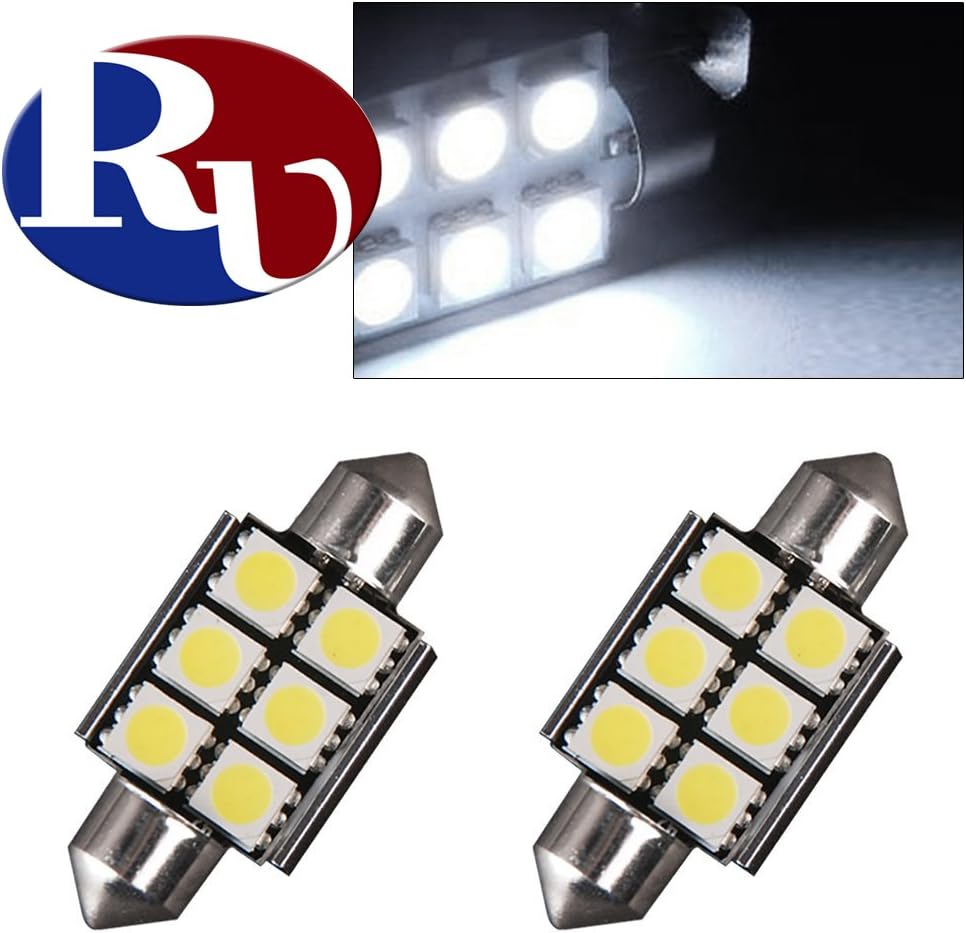 RVNI 2X 39MM 6SMD Canbus Festoon 1.54" inch White LED Light For License Plate Lights 6418 6411