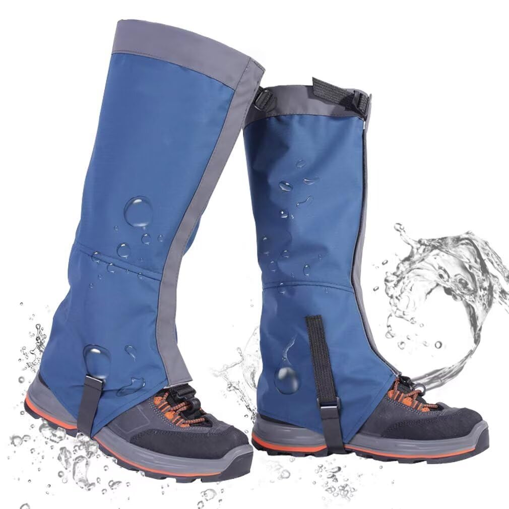 Lifetooler Gaiters for Women Men, Waterproof Durable Walking Hiking Gators Gortex Outdoor Ankle Leg Gaiters,420D Anti-Tear Nylon Material Boot Gaiters for Trekking Cycling Golf (M, blue)