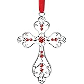 COCHIE Christmas Christian Cross Ornaments for Christmas Tree Hanging Decorations 2025, First Communion Gifts, Metal Religious Christian Gifts for Women, Men (Red with Gift Box)