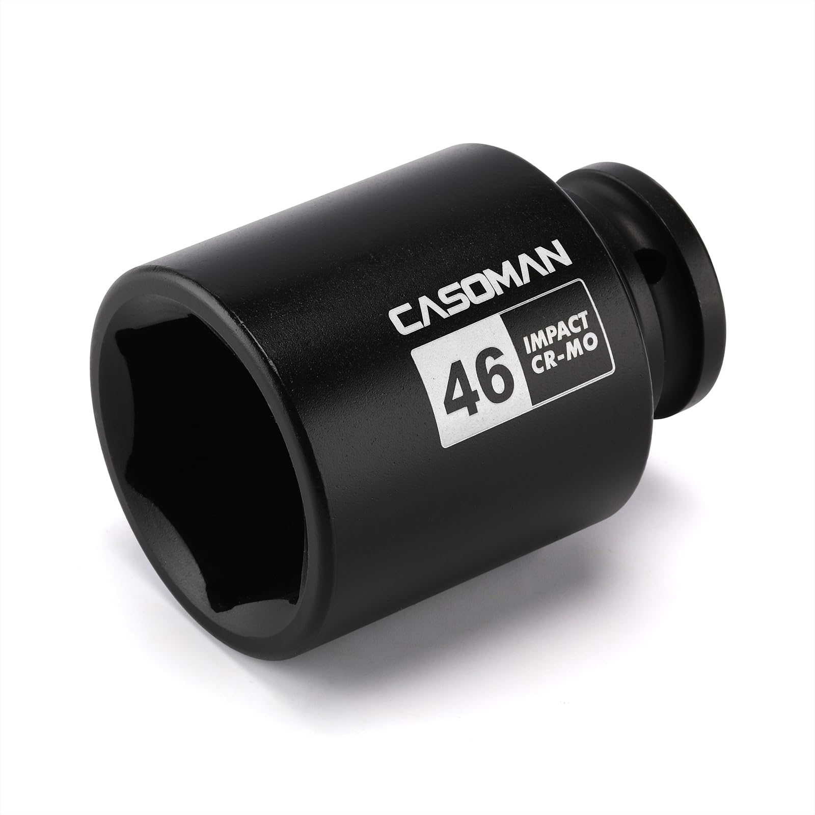 CASOMAN 3/4" Drive Deep Impact Socket-46mm, Jumbo Impact Socket, Metric, 6-Point, CR-MO, Black Phosphate Finish