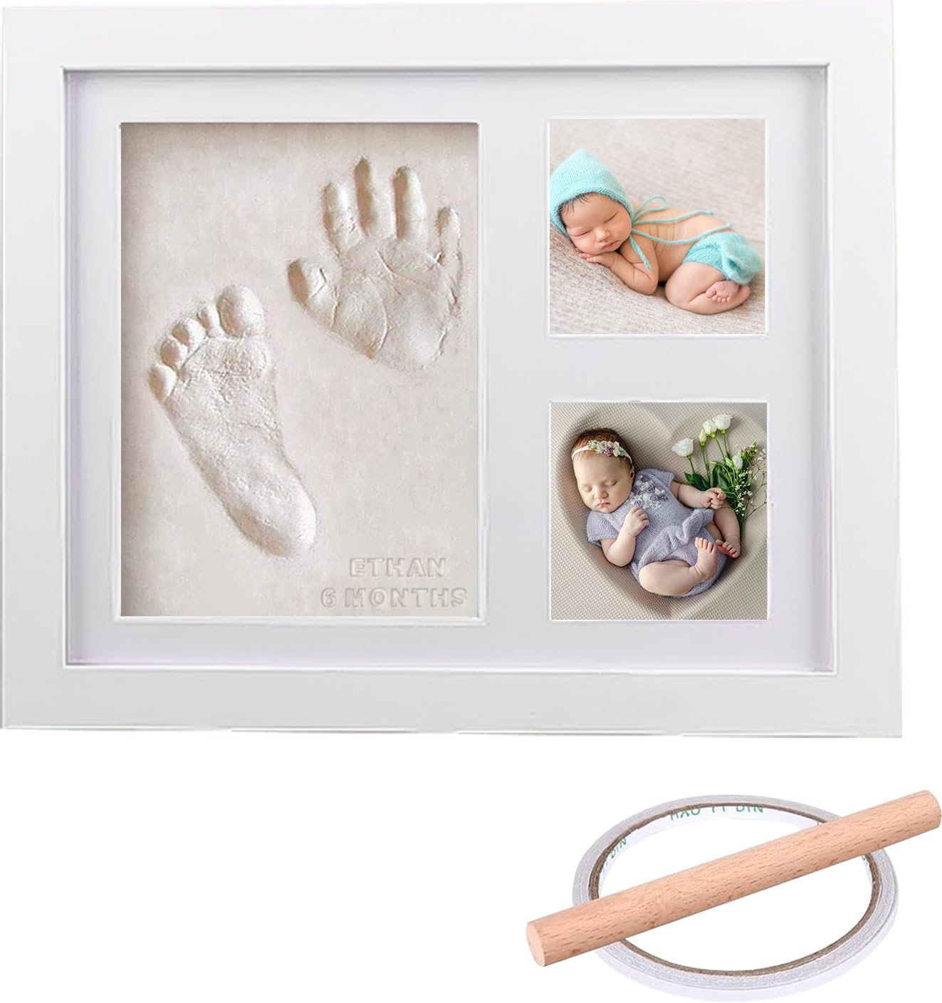 YOYIAG Baby Hand & Footprint Keepsake Kit - Inkless Clay Print Photo Frame, Baby Shower & New Mum Gifts
