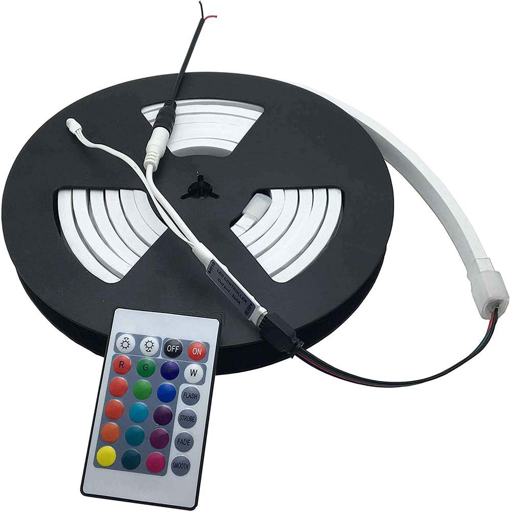 YXH DC 12V Neon Led RGB Rope Light, Flexible/Waterproof/Multi-Color/Remote Control for Home/Garden/Architectural Decoration (5 Meters/16.4 FT)