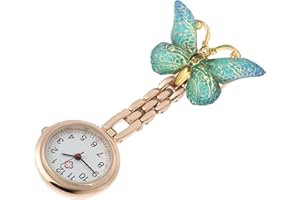 BESTonZON Nurse Fob Watch Hanging Pocket Watch Cartoon Butterfly Quartz Clip Medical Staff Student Exam Use