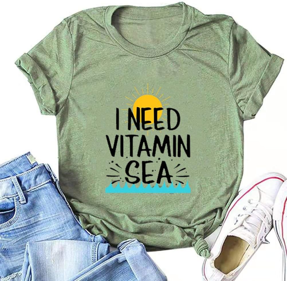 FZLYE Women I Need Vitamin Sea TShirt Sunshine Shirt Summer Tops