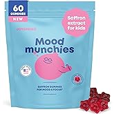 JoySpring Mood Munchies Saffron Gummies for Kids 4+ | Saffron Extract Supplement with GABA, Passion Flower & St Johns Wort | Sugar Free Vegan Brain Support & Kids Focus Gummies | Crafted in USA