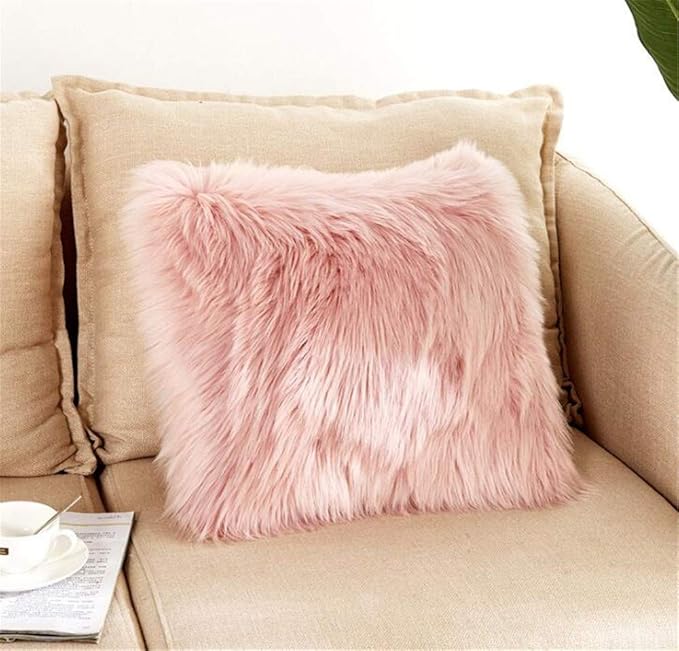 FC Fancy Plush Throw Pillow Case Super Soft Long Faux Fur Cushion Cover