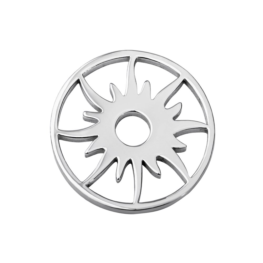 Quiges Silver Stainless Steel Small 25mm Coin Sun Shape for Interchangeable Pendant Necklace