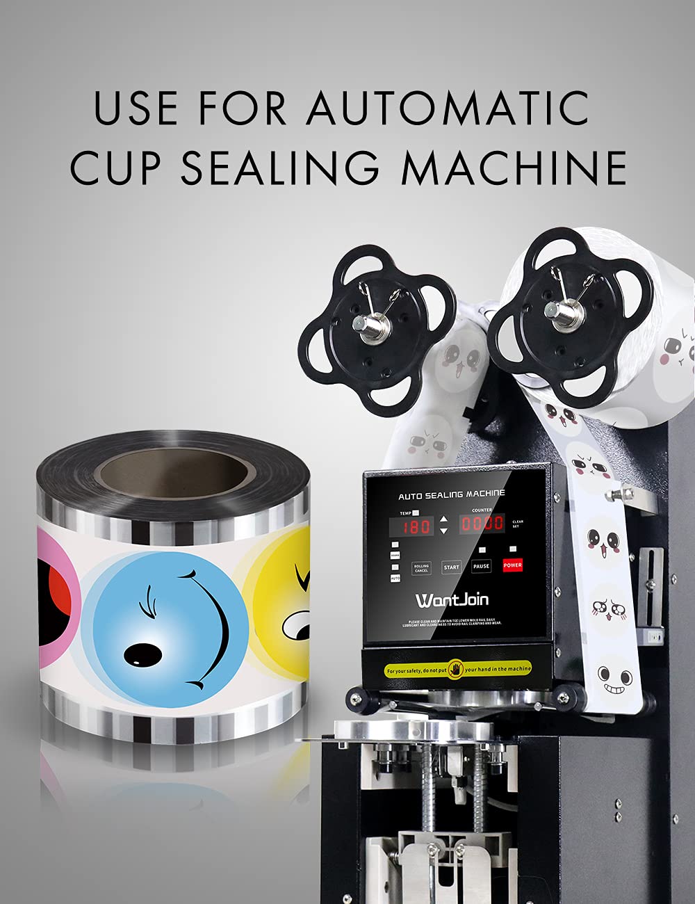WantJoin Cup Sealing Film Tea Cup Sealing Film Boba Cup Sealer Film 90-105 mm 3000 Cups for PP Plastic and Paper Cups, Light Blue, Color4