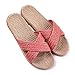 Huluwa Linen Slippers, Unisex Summer Skidproof Indoor Couples Home Outdoor Beach Sandals, Light Red, 7