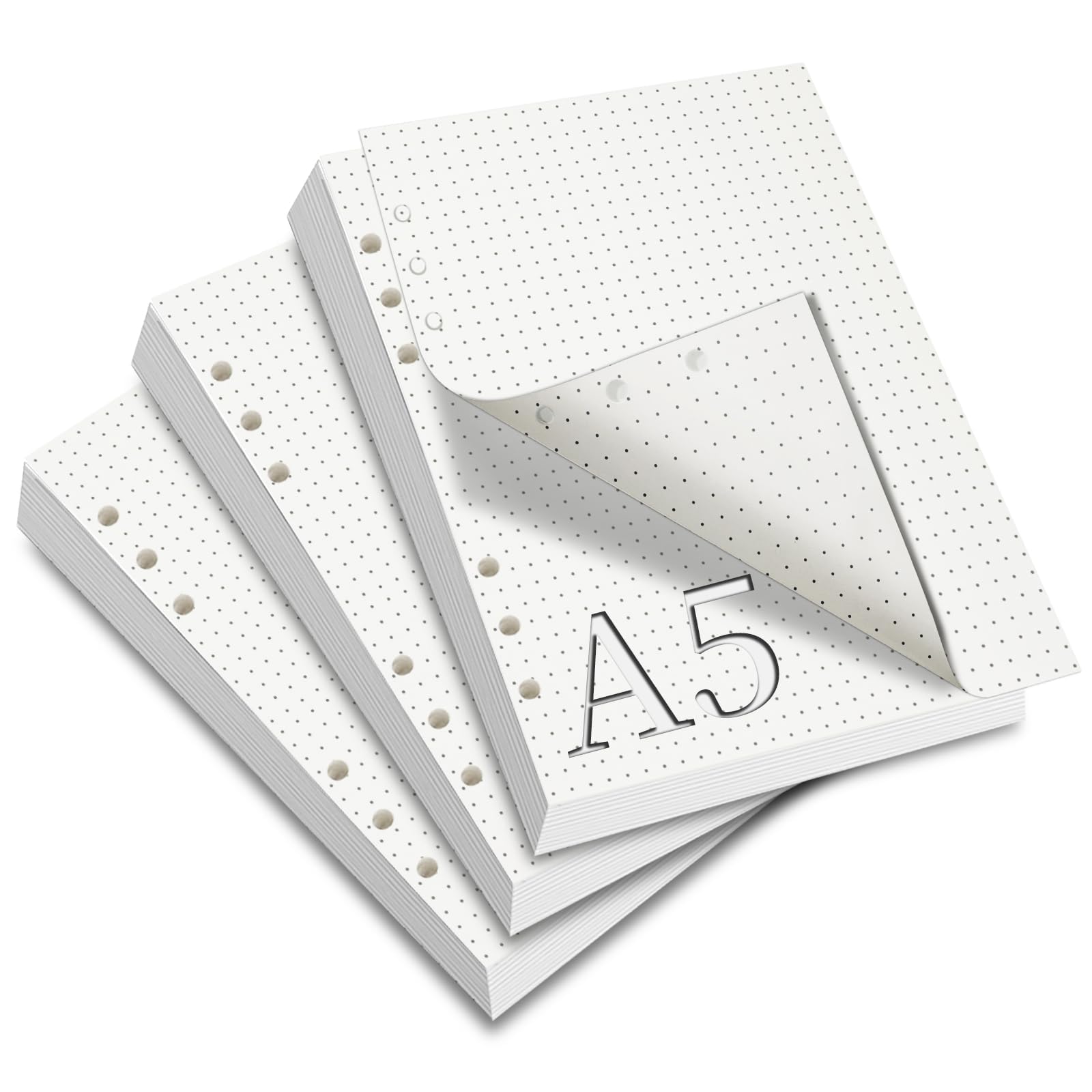 SWTYExt A5 Refills Paper 3 Pack Dotted 180 Sheets/360 Pages Refill Pad A5 Refillable Notebook 6 Hole Ring Binder Inserts Thick Organiser Planner Inserts for School Office Home