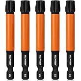 5PCS T50 Torx Bits | LATTOOK #50 Impact 6 Point Star Torx Security Bit Set, High Impact Tough, Magnetic S2 Steel, 3'' Long