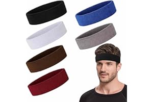 Headbands for Men 6 Pack Sweat Wicking Sports Headband 5x18cm Polyester Spandex Athletic Running Cycling Yoga Training Hairba