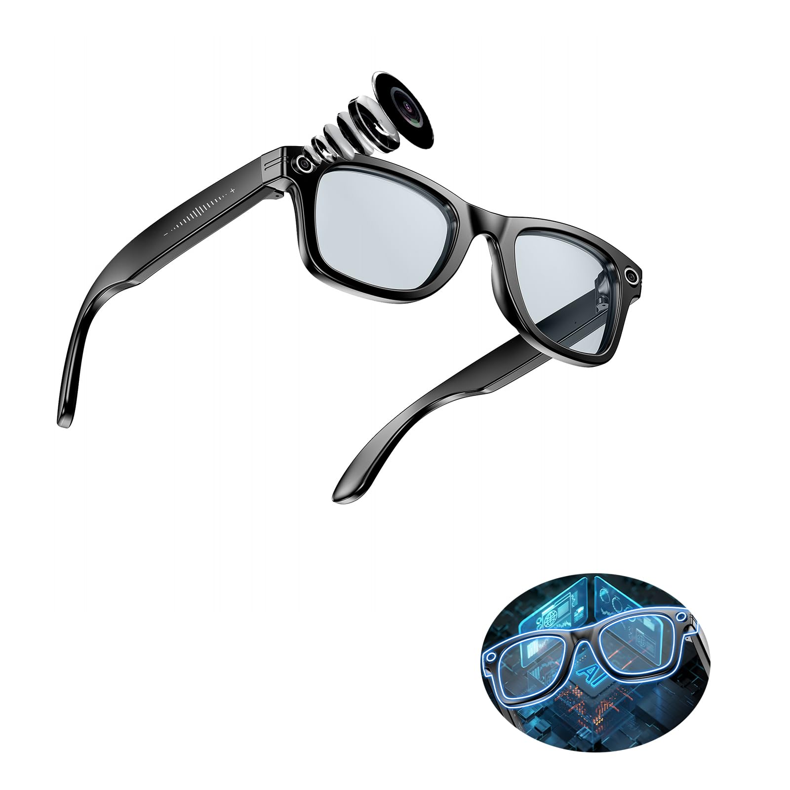 Photo 1 of **INCOMPLETE** MAILEFU Smart Glasses with Camera, 8MP HD AI Smart Glasses, 1080P Video Recording Glasses with Voice Assistant,Real Time Translation, Voice Assistant, Open-Ear Audio for Travel, Meetings & Vlogging