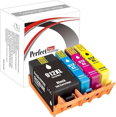 PP 912XL Ink Cartridge 4-Pack Black Cyan Magenta Yellow for HP OfficeJet 8010