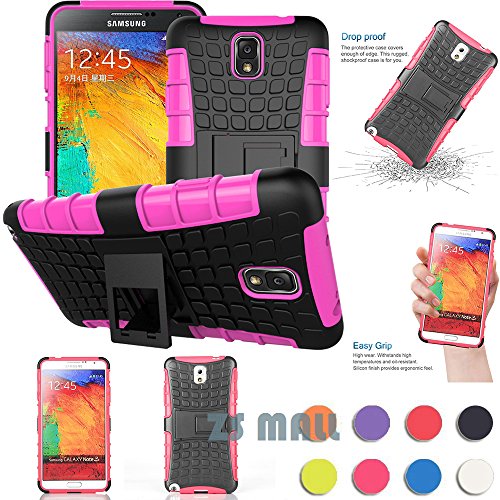 Note 3 Case,Galaxy Note 3 Case,[Perfect Fit] [Light Weight] Shock-Absorption / High Impact Resistant Hybrid Dual Layer Protective Case Cover with Kickstand for Samsung Galaxy Note 3 III N9000 (Pink)