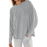Yousify Womens Long Sleeve Oversized Tshirts Cotton Crewneck Casual Tunic Tops Trendy Loose Fit Basic Tees