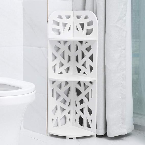 Eckregal, schmale Badaufbewahrung 3-stöckiges, hohlgeschnitztes