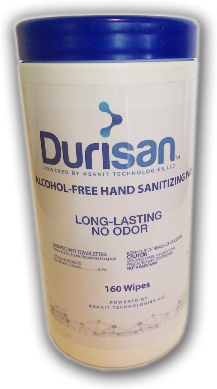 Durisan Hand Sanitizer Wipes 8"x15" - 65 Count Canister