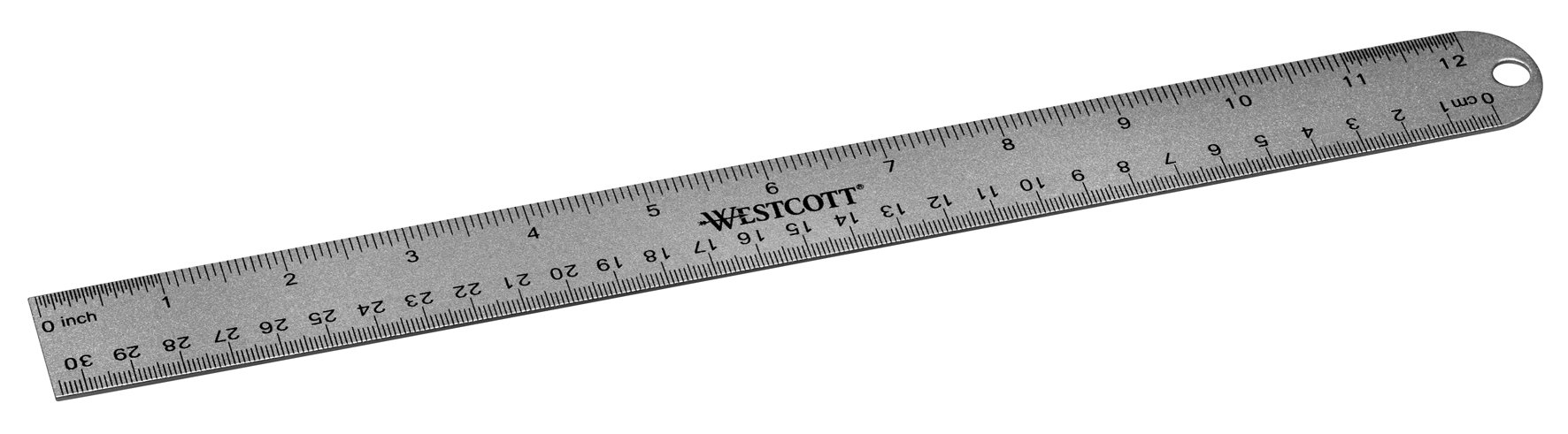 Westcott E-14176 00 30 cm 12-Inch Metric and Imperial Scale Aluminum Ruler - Grey