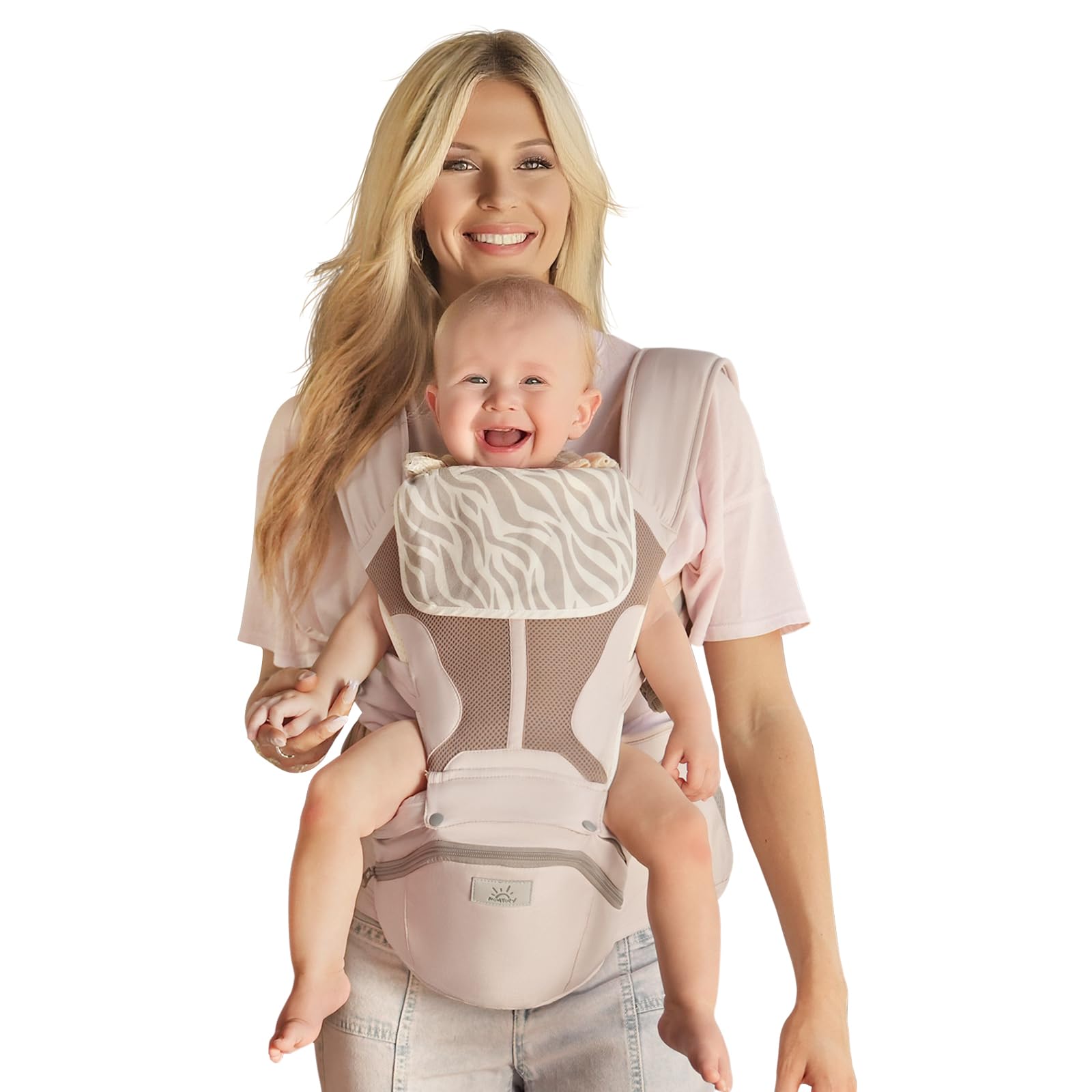 Photo 1 of Baby Carrier Pro, MOMTORY Safety-Certified 6-in-1 Ultra Storage Baby Carrier Newborn to Toddler, Front & Back Baby Holder Carrier with Hip Seat, Soft Pink