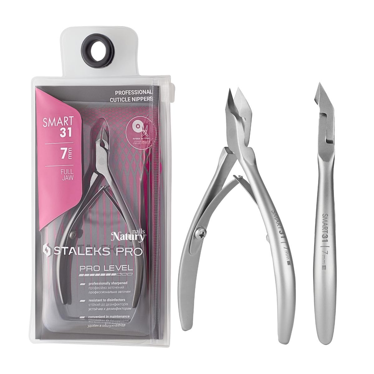 Staleks PRO Stainless Steel 7mm Cuticle Scissors, Polished, Ambidextrous, Extra Protection against Damage and Corrosion, Suitable for Disinfecting and Sterilizing