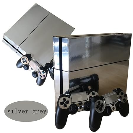 Gold Glossy Decal Sticker Skin selbstklebend for Playstation 4 PS4 Konsole Controllers silber silberfarben