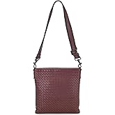 WHAT GOES AROUND COMES AROUND Women's Pre-Loved Bottega Burgundy Intrecciato Flat Messenger Bag
