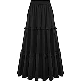 Gracyoga Maxi Skirts for Women Casual Elegant High Waisted A Line Flowy Ruffle Tiered Long Skirt with Pockets