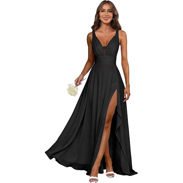 navy blue dress for baby girl A-line Square Floor-Length Chiffon Bridesmaid Dress With Ruffle