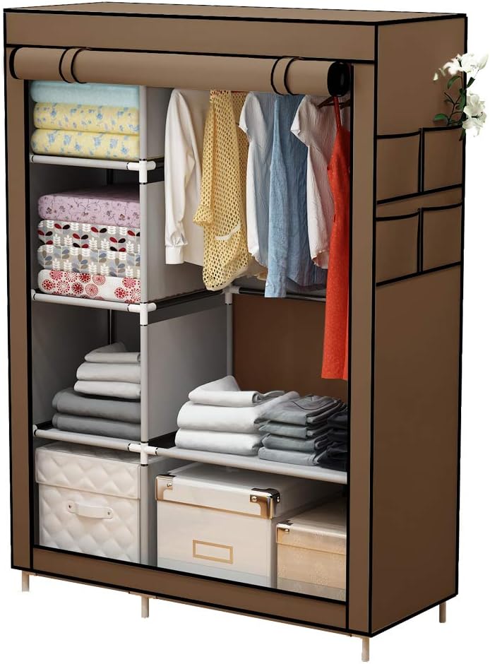 YAYI Armoire en Toile GardeRobe Étagères Vêtements Organisateur De