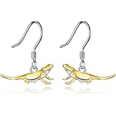 JERWLI Bearded Dragon Earrings 925 Sterling Silver Lizard Dangle Drop Earrings Bearded Dragon Jewelry Gifts for Women and Lizard Lover