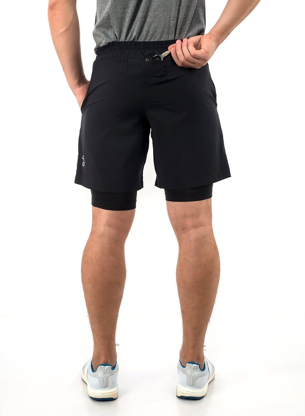 truerevo double layered sports shorts with phone pocket for men