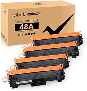 [New Chip] V4INK Compatible 48A Toner Cartridge Replacement for HP 48A CF248A for use in HP Laserjet Pro M15w M15a M16w M16a MFP M29w M29a M28w M28a Printer (4 Pack Black)