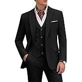 WULFUL Men's 3 Piece Slim Fit Suit Set One Button Blazer Jacket Pants Tuxedo Set for Party Wedding and Business