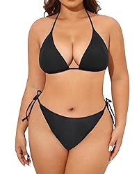 Tempt Me Women Plus Size Triangle Bikini String Two
