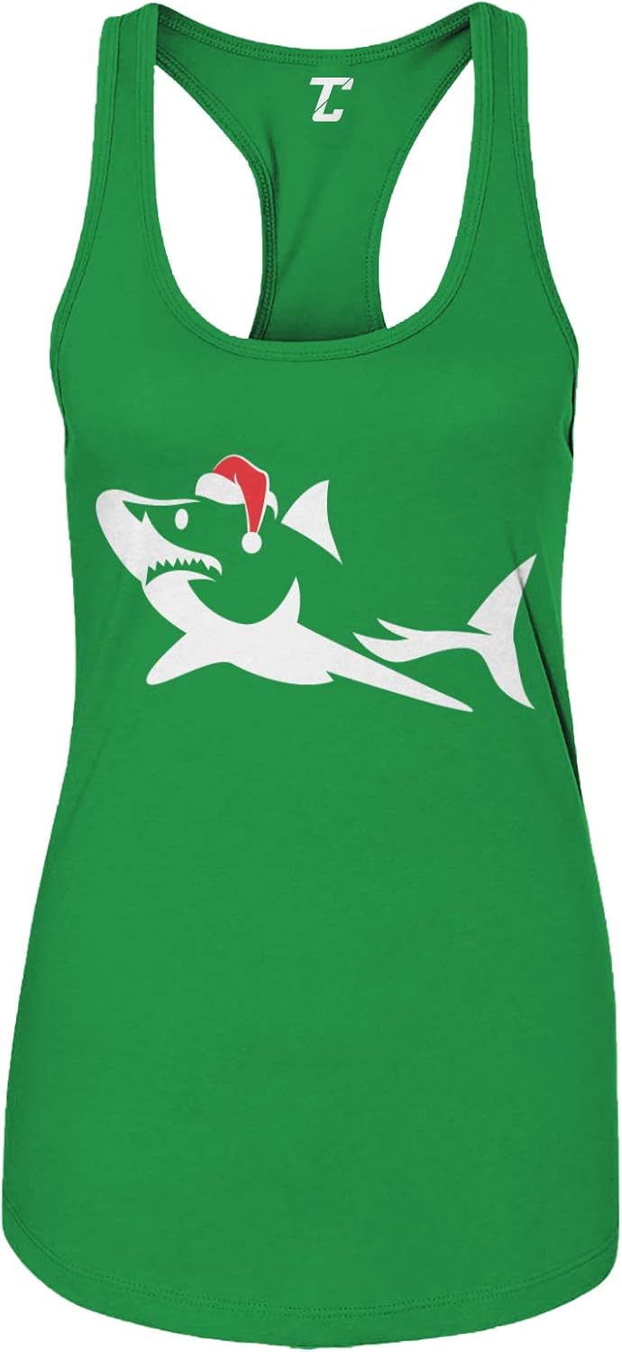 Christmas Shark Silhouette - Xmas Santa Claus Women's Tank Top