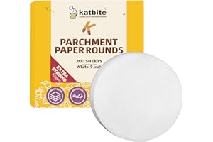 Katbite 9 Inch 200Pcs Parchment Paper Rounds Heavy Duty 45gsm (8 Sizes 4”-12") - XL Baking Sheets for Cookie Trays - Pre-Cut 