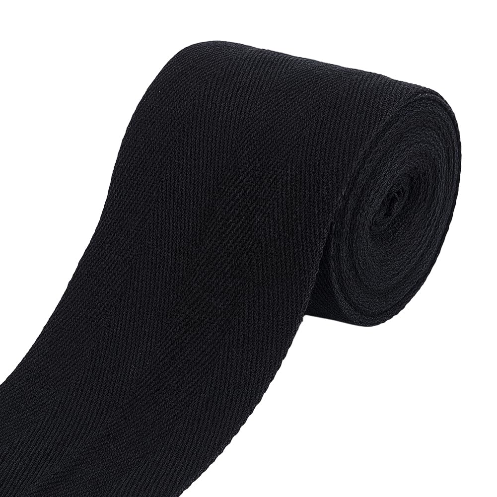 BENECREAT 5m Cotton Twill Tape Ribbon, 80mm Wide Black Sewing Twill Ribbon Herringbone Webbing Tape Soft Natural Twill Tape for DIY Craft Making