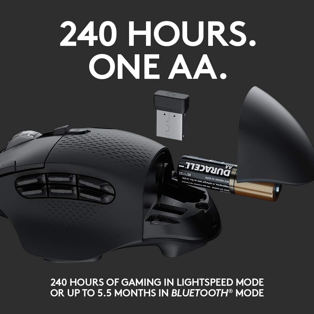 Logitech G604 LIGHTSPEED Wireless Gaming Mouse with 15 programmable controls, up to 240 hour battery life, dual wireless connectivity modes, hyper-fast scroll wheel: Computers & Accessories