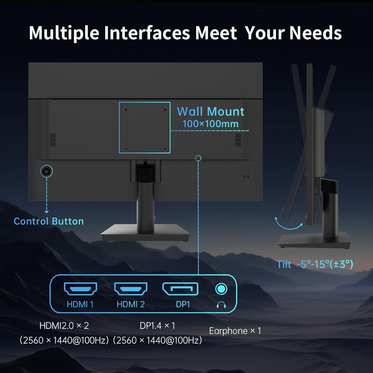 KTC 27 Inch QHD(2560 * 1440) 100Hz Computer Monitor - IPS Panel, Anti-Blue Light Screen, 100% High Color Gamut, 123% sRGB, Support FreeSync and GSync, PC Monitor for Casual Gaming and Working