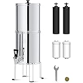Waterdrop Gravity-fed Water Filter System, 2.25G Stainless-Steel System with 4 Filters, Metal Water Level Spigot and Stand, NSF/ANSI 42&372 Standard, Reduces Chlorine-King Tank for Emergencies